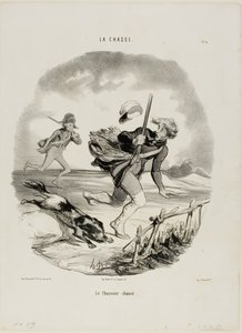 Le chasseur traqué, planche 4 de La Chasse - Honoré Victorin Daumier