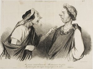 "Ta main vient tuer Britannicus, ton frère. Je prévois que tes coups atteindront bientôt ta mère", planche 7 des Physionomies Tragico-Classiques. - Honoré Victorin Daumier