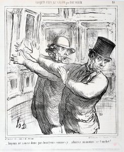Charivari date de 1865 : Série Croquis pris au Salon - Ne soyons pas bourgeois comme ça... admirez au moins ce Courbet ! MUSEE DES BEAUX-ARTS - PALAIS LONGCHAMP, MARSEILLE