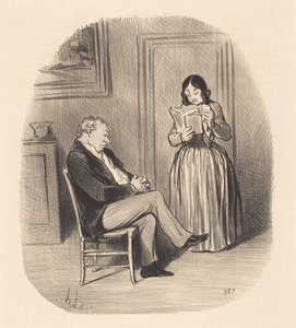 Bourgeois se faisant lire, après dîner, quelques chapitres - Honoré Daumier