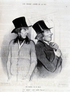 Caricature sur les boursiers - par Daumier, dans « Charivari » du 16/04/1844