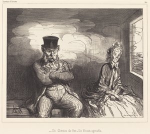 En chemin de fer... un voisin agréable - Honoré Daumier