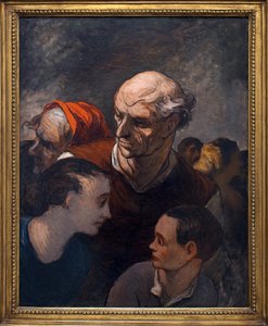 Famille sur les barricades en 1848. Peinture d