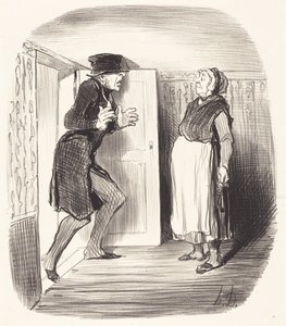Inconvénient de visiter sans précaution un entresol... - Honoré Daumier