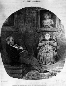Les Bons Bourgeois: couple dormant - par Daumier, dans "Charivari" du 05/11/1846 - Honoré Daumier
