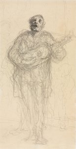 Guitariste chantant (recto) - Honoré Daumier
