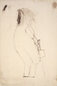 Autoportrait avec chapeau et canne