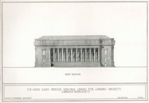 Élévation frontale, la bibliothèque commémorative Harry Elkins Widener pour l