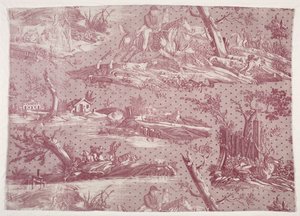 Fragment de coton imprimé à la plaque de cuivre avec motif de scène de chasse, vers 1815 - Emile Jean Horace Vernet