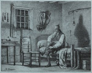Le valet de Limier se levant du lit, vers 1818
