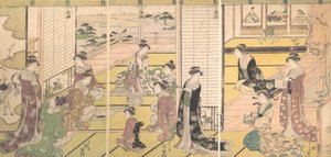 Hommage aux trois dieux de la poésie : femmes composant des poèmes, vers 1792 - Hosoda Eishi
