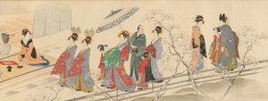 Trois Dieux de la Bonne Fortune visitent le Yoshiwara..., début du 19ème siècle - Hosoda Eishi