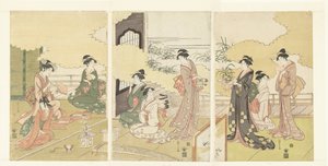 Femmes dans une chambre en plein air - Hosoda Eishi