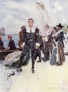 Illustration pour The Courtship of Miles Standish par Henry Wadsworth Longfellow - Howard Chandler (after) Christy