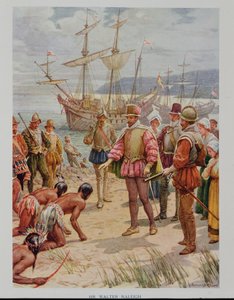 Sir Walter Raleigh (1552-1618) débarquant en Virginie