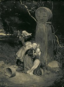 Paysans bretons à une croix de chemin, de 