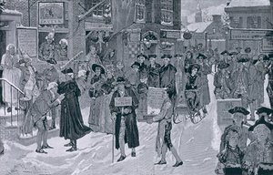 Matin de Noël dans le vieux New York avant la Révolution, illustration de Harper