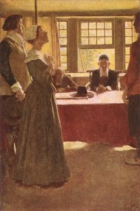 Mary Dyer amenée devant le gouverneur Endicott, illustration de 