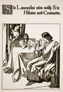 Sir Launcelot assis avec Sir Hilaire et Croisette, illustration de 