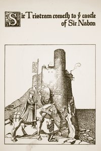 Sir Tristram arrive au château de Sir Nabon, illustration de 