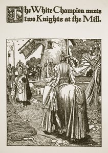 Le Champion blanc rencontre deux chevaliers au moulin, illustration de 