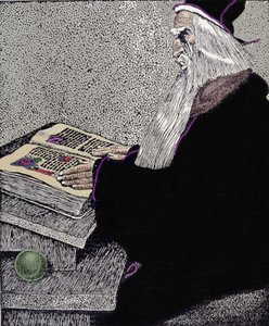 Le magicien Merlin. Illustration de Howard Pyle (1853 - 1911), dessinateur américain, pour « L
