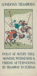 Polo à Avery Hill, affiche des tramways du London County Council LCC, 1923