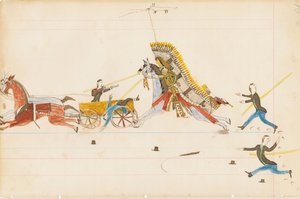 Howling Wolf combattant des soldats, 1874-75