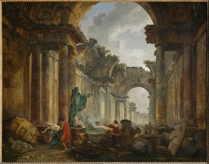 Vue imaginaire de la Grande Galerie du Louvre en ruinesImaginary view of the ruins of the Grande Galerie of the Louvre palace …