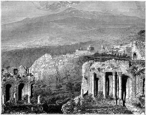 Mont Etna et vue de Taormina, Sicile, Italie - Hubert Clerget