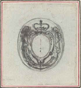 Cartouche armorial avec couronne et guirlandes - Hubert Francois Gravelot