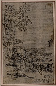 Étude pour une vignette dans "Les Amours de Mirtil" de Fontanelle (attr.), Canto I