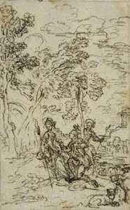Étude pour une vignette dans "Les Amours de Mirtil" de Fontenelle (attr.), Canto III - Hubert Francois Gravelot