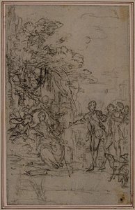 Étude pour une vignette dans "Les Amours de Mirtil" de Fontenelle (attr.), Canto II - Hubert Francois Gravelot