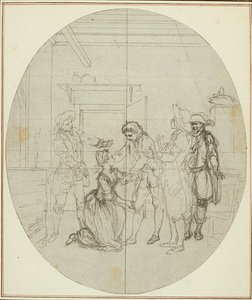Étude pour une deuxième édition, jamais publiée, de "La Partie de Chasse de Henri IV" de Colle, Acte III, Scène 11 - Hubert Francois Gravelot