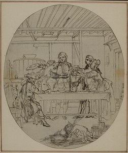 Étude pour une deuxième édition, jamais publiée, de "La Partie de Chasse de Henri IV" de Colle, Acte III, Scène 10 - Hubert Francois Gravelot