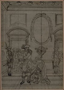 Étude pour une deuxième édition, jamais publiée, de "La Partie de Chasse de Henri IV" de Colle, Acte I, Scène 6 - Hubert Francois Gravelot