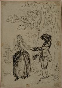 Étude pour une deuxième édition, jamais publiée, de "La Partie de Chasse de Henri IV" de Colle, Acte II, Scène 3 - Hubert Francois Gravelot