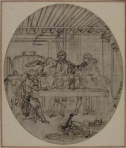 Étude pour une deuxième édition, jamais publiée, de "La Partie de Chasse de Henri IV" de Colle, Acte III, Scène 10 - Hubert Francois Gravelot
