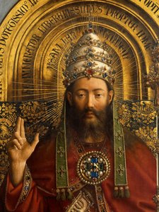 (détail) de Dieu le Père, panneau central du Retable de Gand - Hubert & Jan van (1390 1441) Eyck
