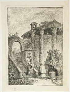 Temple ancien, planche cinq de Les Soirées de Rome - Hubert Robert