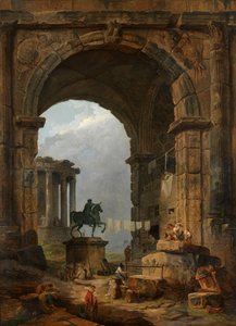 Caprice antique avec la statue de Marc Aurèle - Hubert Robert