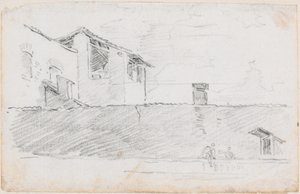 Toits derrière un mur - Hubert Robert