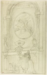 Intérieur avec un couple devant une cheminée - Hubert Robert