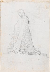 Figure agenouillée en robe à capuche (verso) - Hubert Robert
