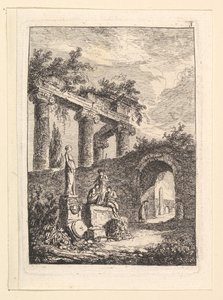 La statue devant les ruines - Hubert Robert