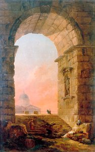 Paysage avec une arche et la basilique Saint-Pierre à Rome, 1773