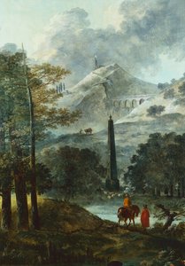Paysage montagneux avec un obélisque - Hubert Robert