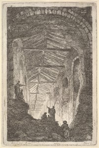Planche 10 : La Galerie Ancienne : une grande galerie couverte, la lumière entrant par le fond - Hubert Robert