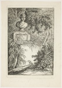 Le buste, planche deux de Les Soirées de Rome - Hubert Robert